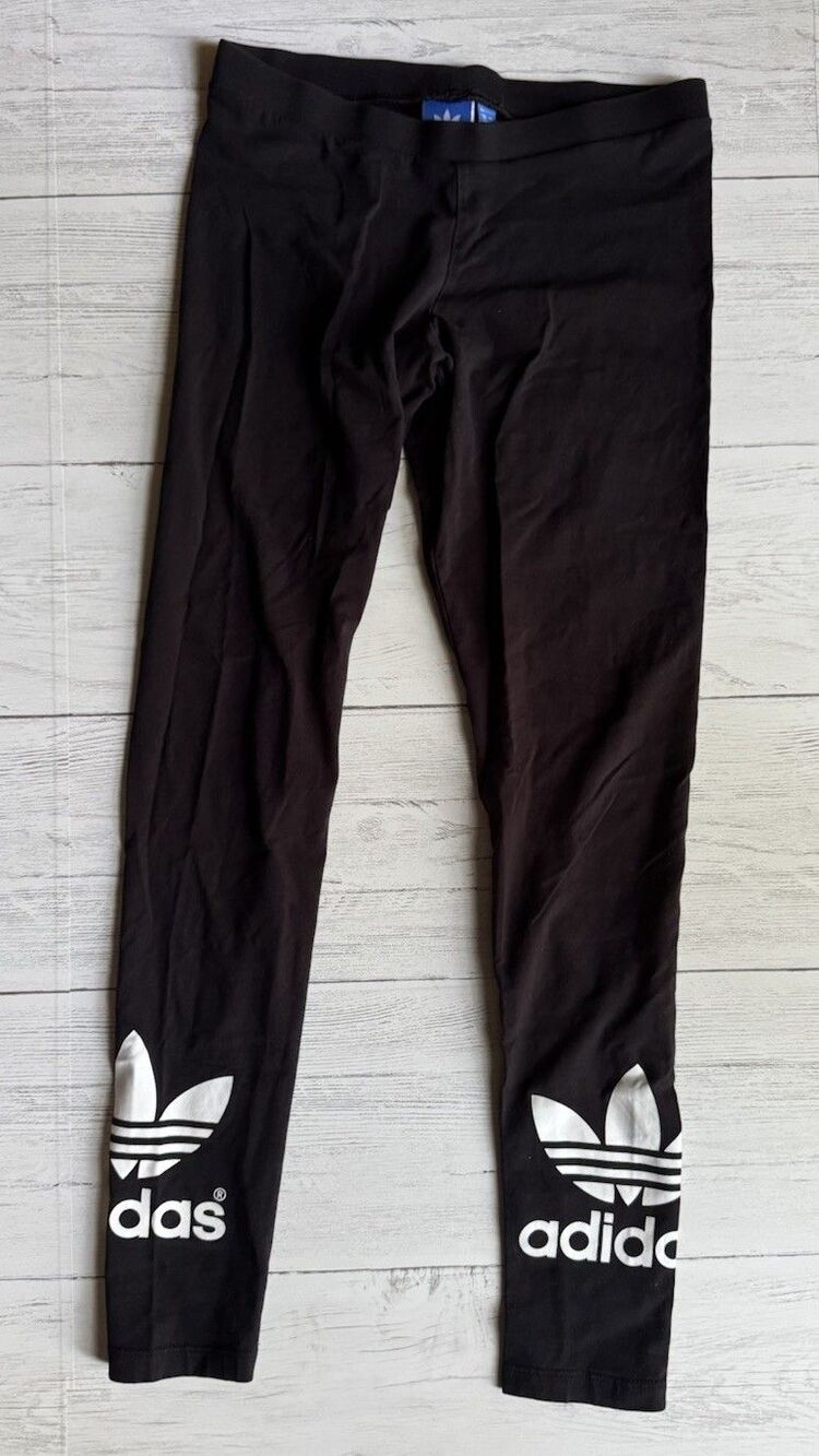 Adidas Leggings Black Pull on Trefoil Ankle Stretch Casual Women's Small